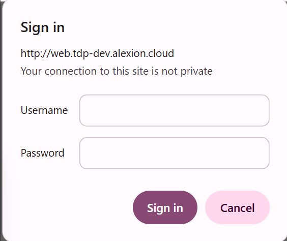 Login page