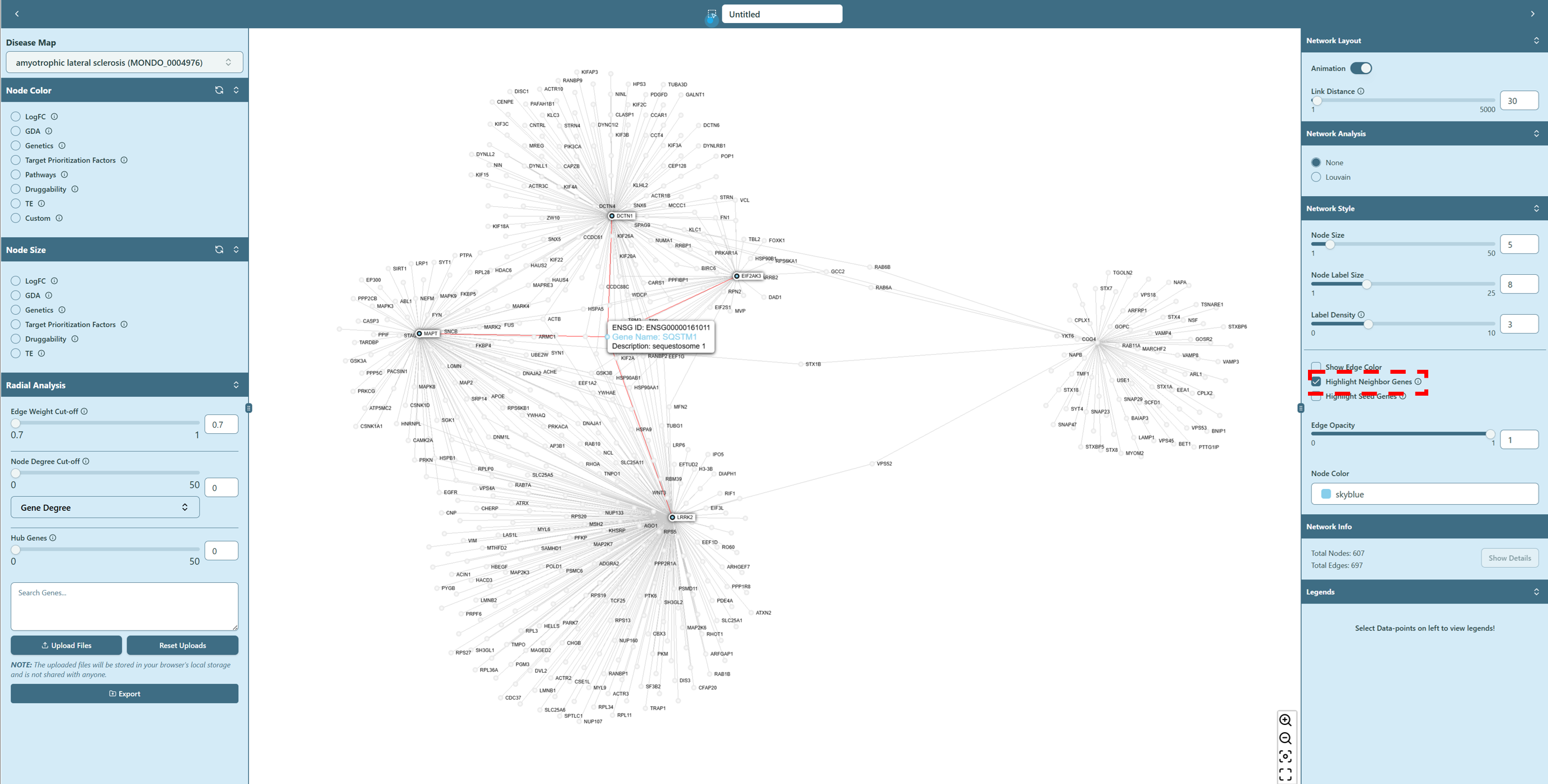 Neighbor genes highlighted