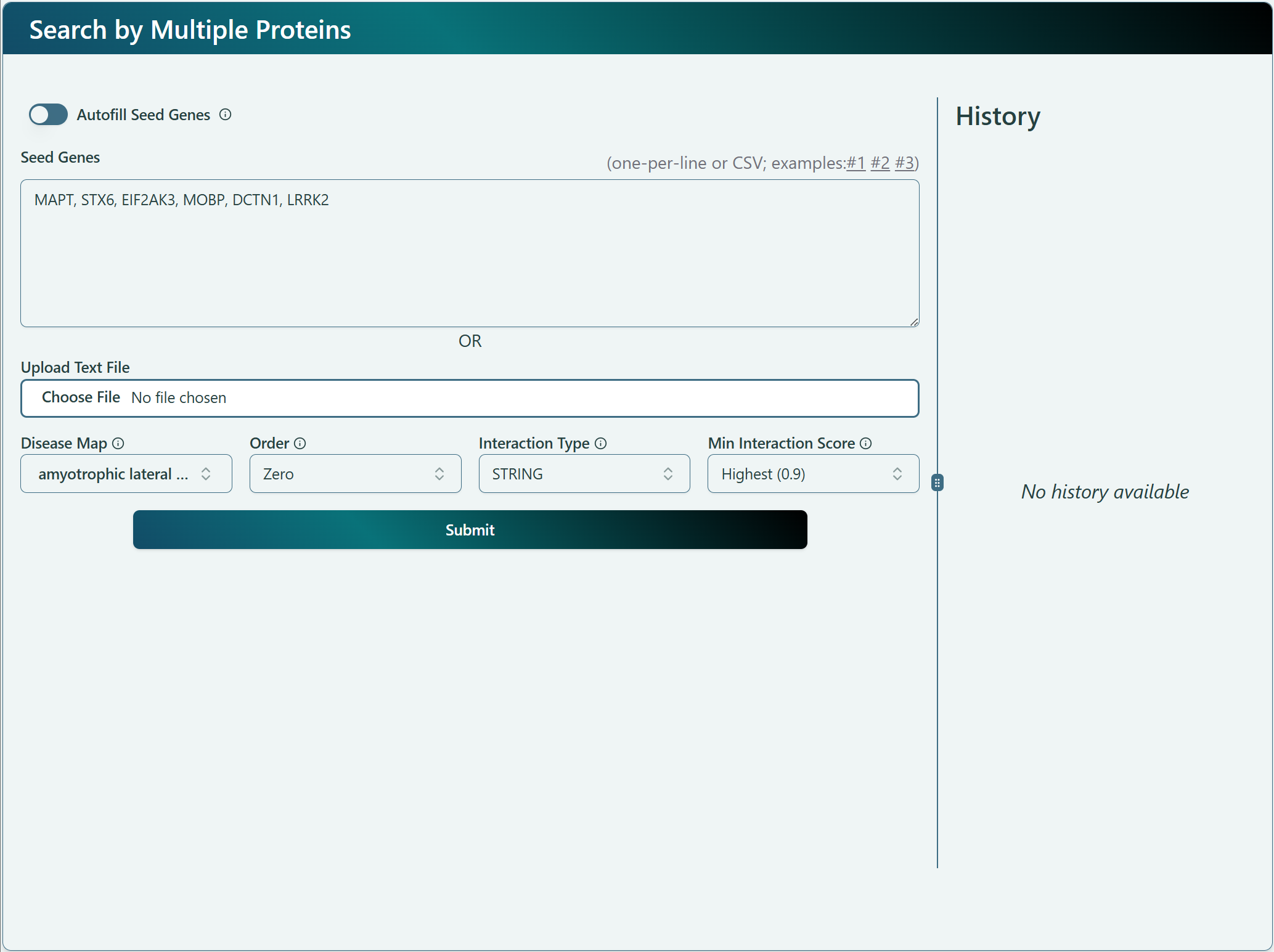 Search by Multiple Proteins