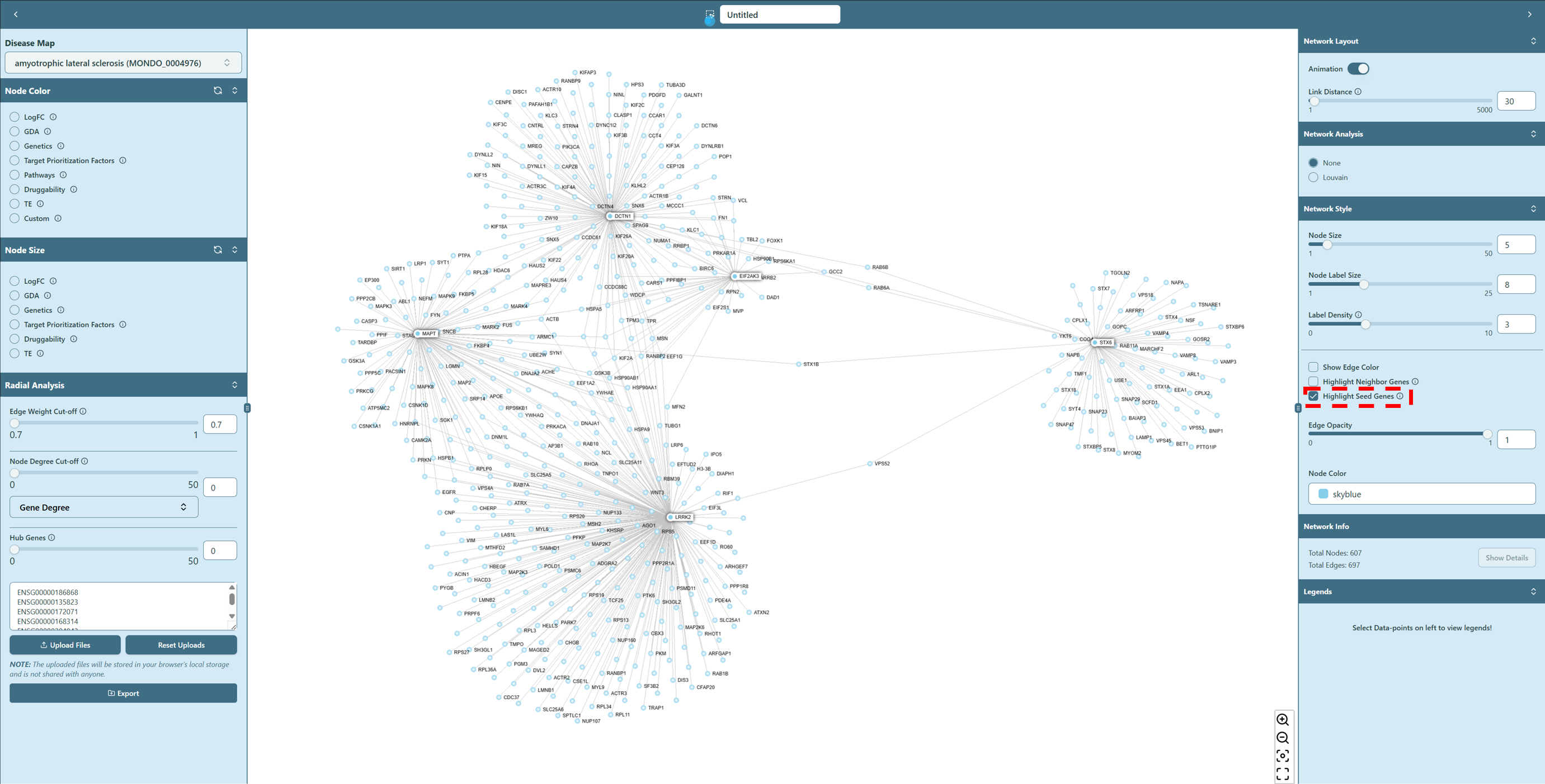 Seed genes highlighted